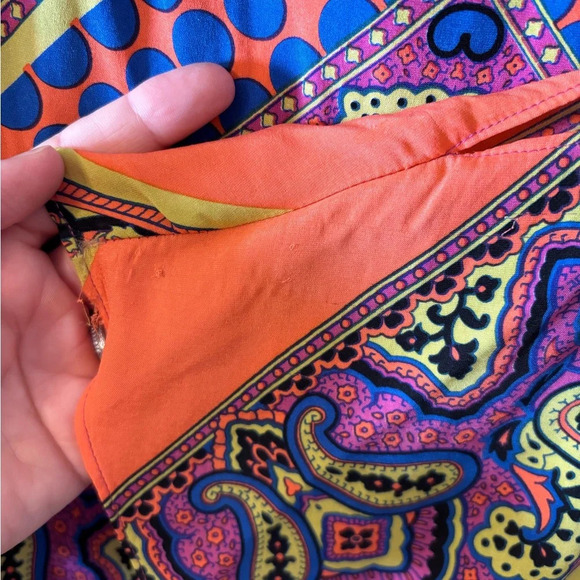 Boho Hale Bob Silk belted caftan mini dress size small - Picture 4 of 9